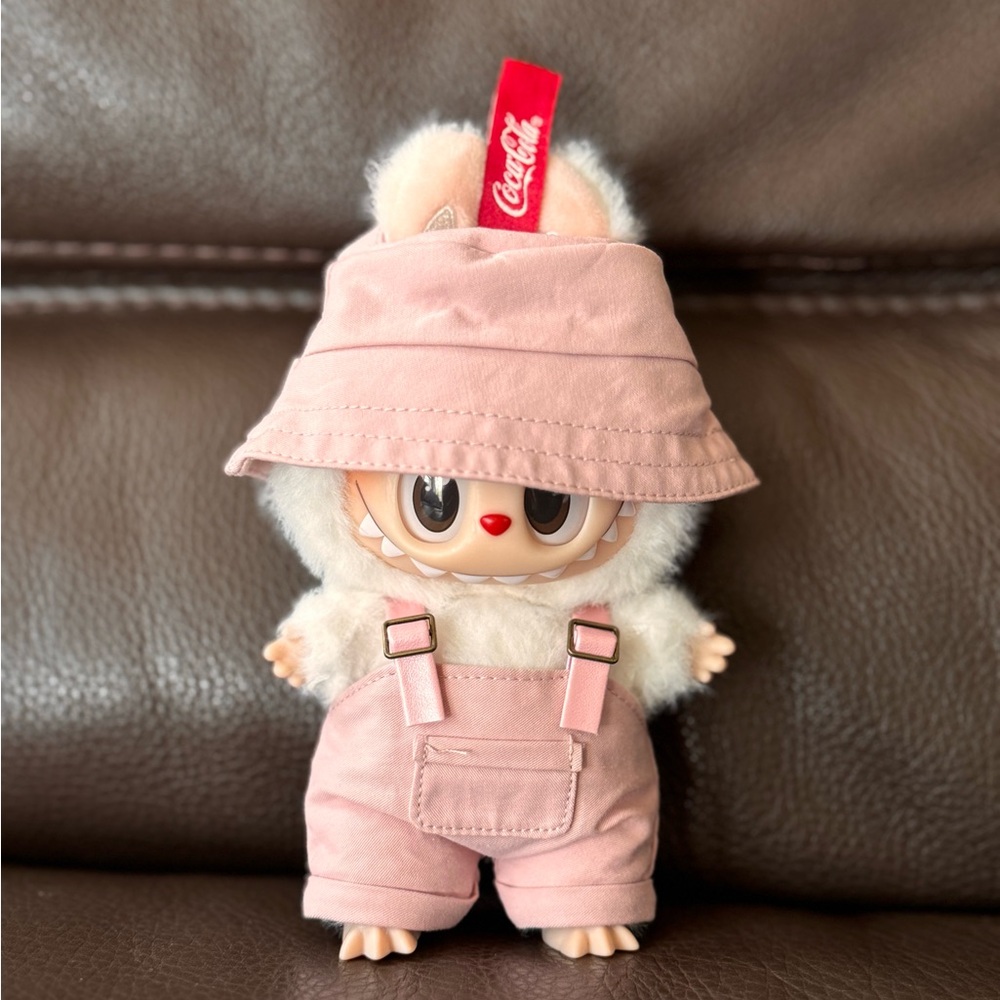 Labubu Pink Overalls and pink hat outfit set